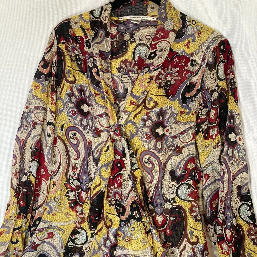 Diane Von Furstenberg Silk Vintage Blouse Sz 8